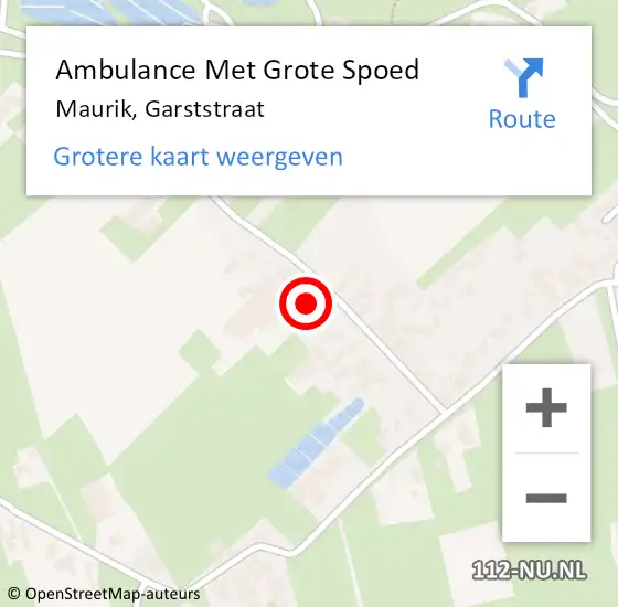 Locatie op kaart van de 112 melding: Ambulance Met Grote Spoed Naar Maurik, Garststraat op 18 november 2014 03:16