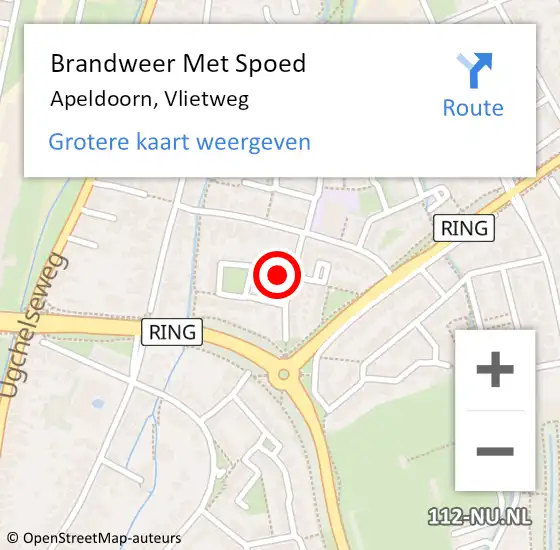 Locatie op kaart van de 112 melding: Brandweer Met Spoed Naar Apeldoorn, Vlietweg op 18 november 2014 05:22