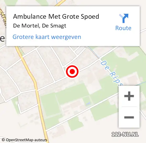 Locatie op kaart van de 112 melding: Ambulance Met Grote Spoed Naar De Mortel, De Smagt op 18 november 2014 05:37