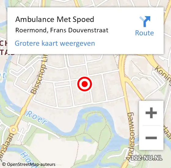 Locatie op kaart van de 112 melding: Ambulance Met Spoed Naar Roermond, Frans Douvenstraat op 18 november 2014 05:47