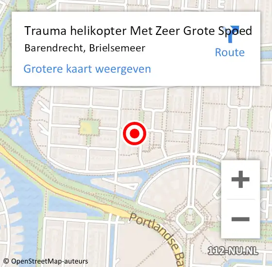 Locatie op kaart van de 112 melding: Trauma helikopter Met Zeer Grote Spoed Naar Barendrecht, Brielsemeer op 24 mei 2025 21:31