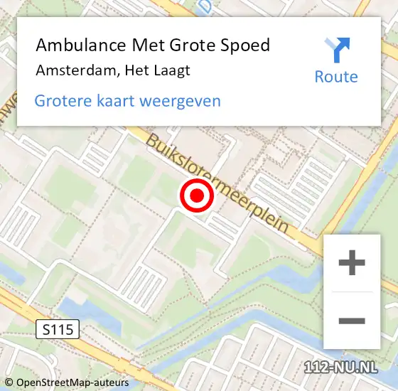 Locatie op kaart van de 112 melding: Ambulance Met Grote Spoed Naar Amsterdam, Het Laagt op 25 mei 2025 18:41