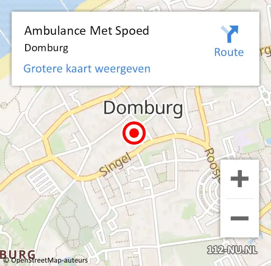 Locatie op kaart van de 112 melding: Ambulance Met Spoed Naar Domburg op 25 mei 2025 18:53