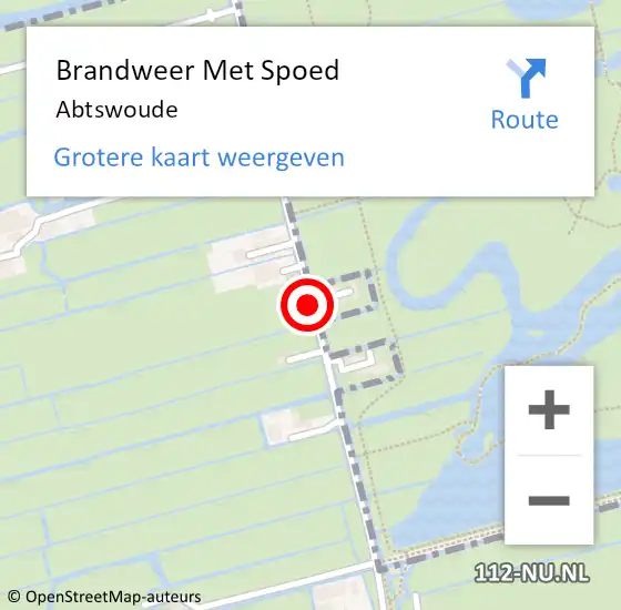 Locatie op kaart van de 112 melding: Brandweer Met Spoed Naar Abtswoude op 18 november 2014 09:36