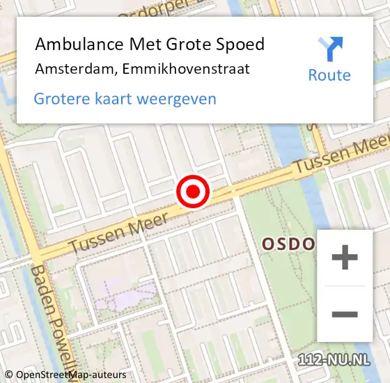 Locatie op kaart van de 112 melding: Ambulance Met Grote Spoed Naar Amsterdam, Emmikhovenstraat op 26 mei 2025 12:19
