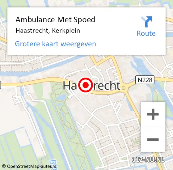 Locatie op kaart van de 112 melding: Ambulance Met Spoed Naar Haastrecht, Kerkplein op 18 november 2014 10:00