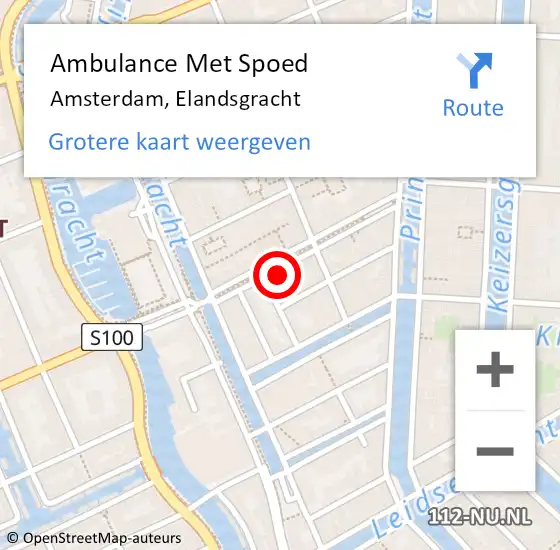 Locatie op kaart van de 112 melding: Ambulance Met Spoed Naar Amsterdam, Elandsgracht op 26 mei 2025 12:54