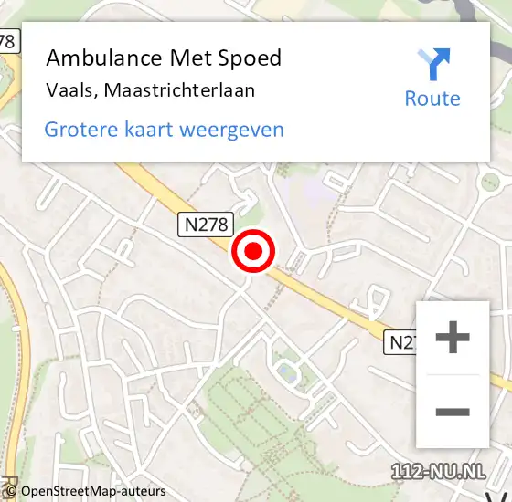 Locatie op kaart van de 112 melding: Ambulance Met Spoed Naar Vaals, Maastrichterlaan op 18 november 2014 10:14