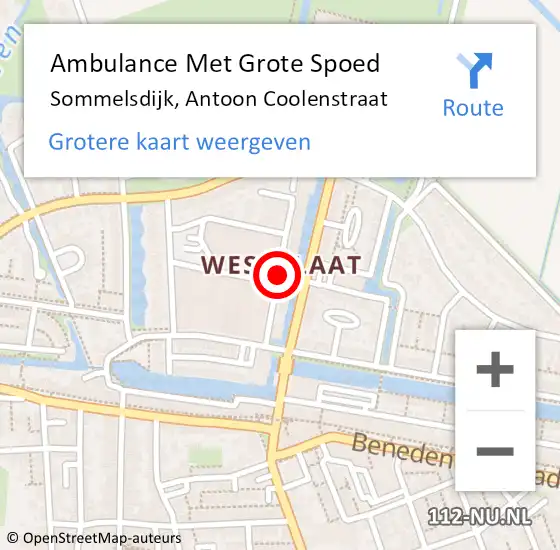 Locatie op kaart van de 112 melding: Ambulance Met Grote Spoed Naar Sommelsdijk, Antoon Coolenstraat op 18 november 2014 10:21
