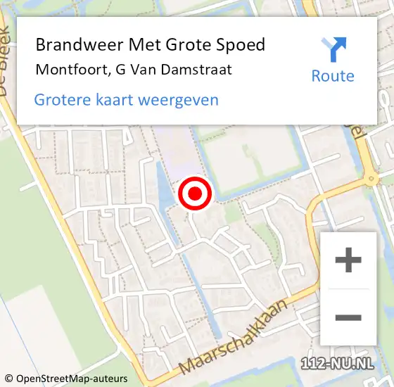 Locatie op kaart van de 112 melding: Brandweer Met Grote Spoed Naar Montfoort, G Van Damstraat op 18 november 2014 10:26