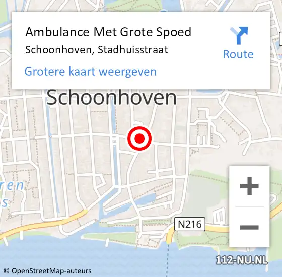 Locatie op kaart van de 112 melding: Ambulance Met Grote Spoed Naar Schoonhoven, Stadhuisstraat op 18 november 2014 10:43