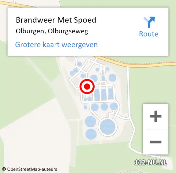 Locatie op kaart van de 112 melding: Brandweer Met Spoed Naar Olburgen, Olburgseweg op 21 oktober 2013 14:11