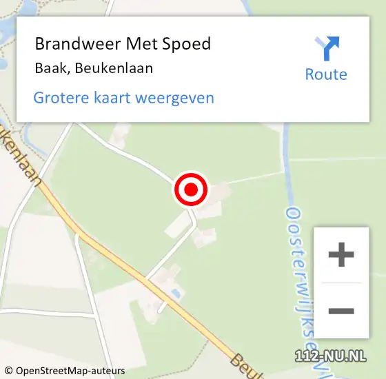 Locatie op kaart van de 112 melding: Brandweer Met Spoed Naar Baak, Beukenlaan op 18 november 2014 11:53