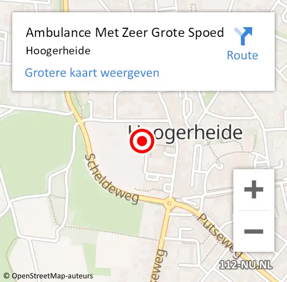 Locatie op kaart van de 112 melding: Ambulance Met Zeer Grote Spoed Naar Hoogerheide op 27 mei 2025 13:03
