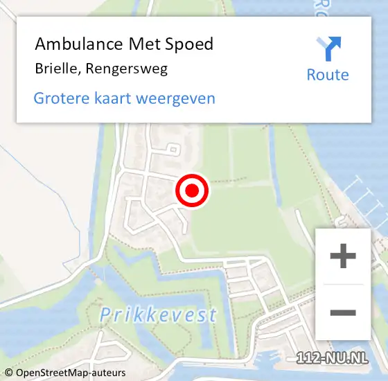 Locatie op kaart van de 112 melding: Ambulance Met Spoed Naar Brielle, Rengersweg op 18 november 2014 11:56