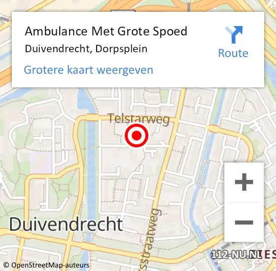 Locatie op kaart van de 112 melding: Ambulance Met Grote Spoed Naar Duivendrecht, Dorpsplein op 27 mei 2025 19:20