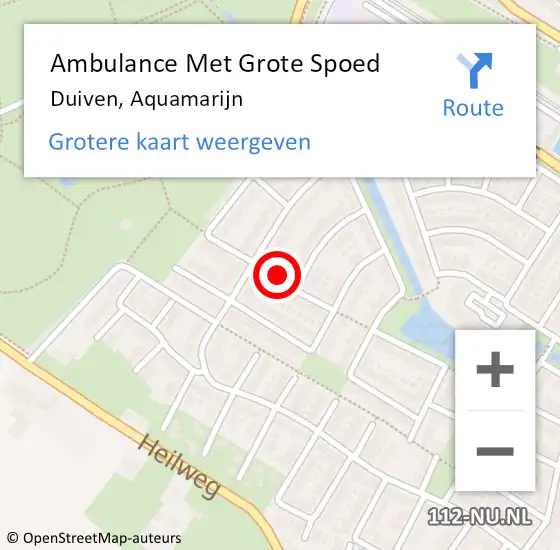 Locatie op kaart van de 112 melding: Ambulance Met Grote Spoed Naar Duiven, Aquamarijn op 18 november 2014 12:33