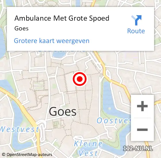 Locatie op kaart van de 112 melding: Ambulance Met Grote Spoed Naar Goes op 27 mei 2025 19:48