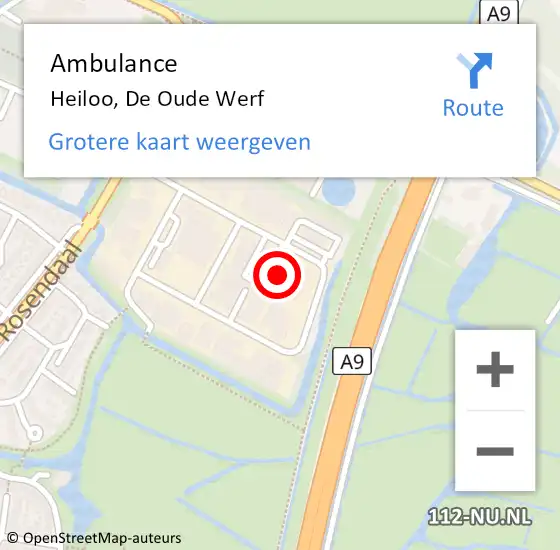 Locatie op kaart van de 112 melding: Ambulance Heiloo, De Oude Werf op 27 mei 2025 21:29