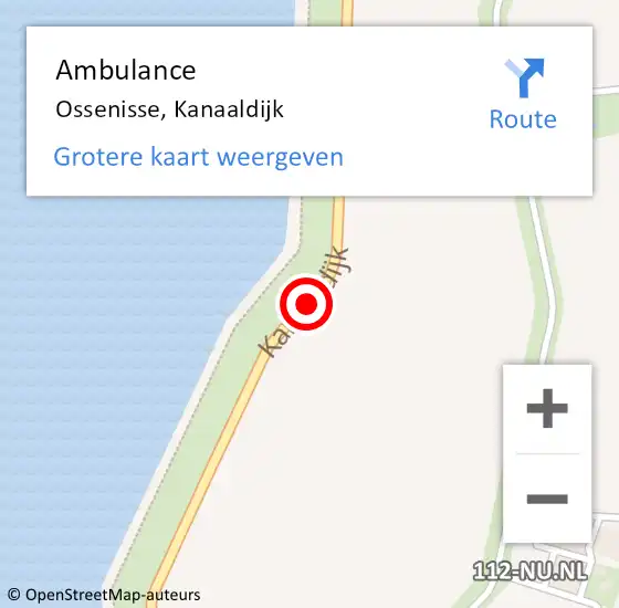 Locatie op kaart van de 112 melding: Ambulance Ossenisse, Kanaaldijk op 18 november 2014 12:40