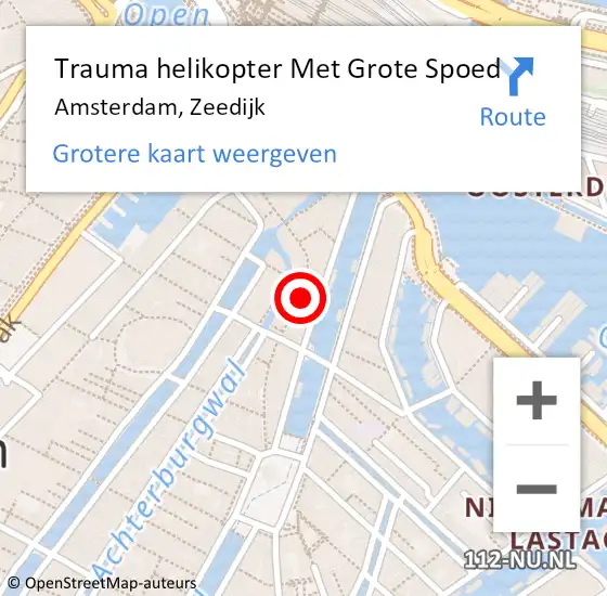 Locatie op kaart van de 112 melding: Trauma helikopter Met Grote Spoed Naar Amsterdam, Zeedijk op 27 mei 2025 22:12