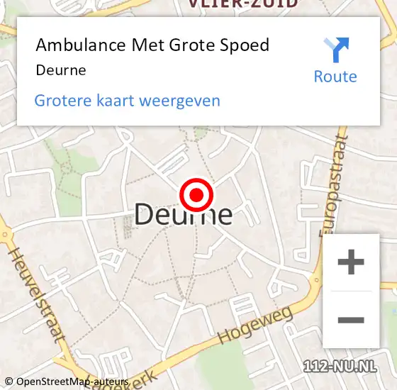 Locatie op kaart van de 112 melding: Ambulance Met Grote Spoed Naar Deurne op 27 mei 2025 22:43