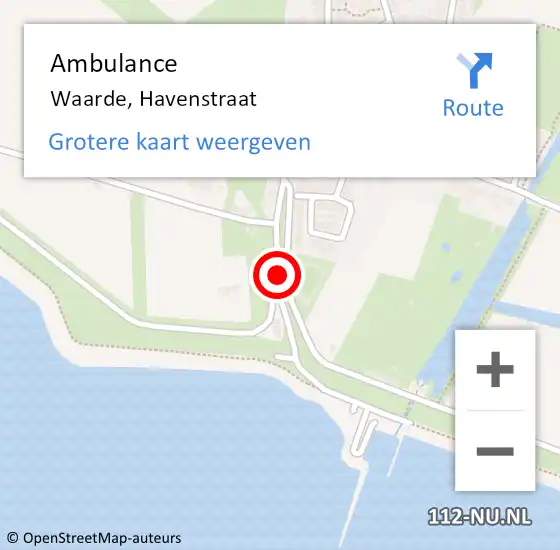 Locatie op kaart van de 112 melding: Ambulance Waarde, Havenstraat op 10 september 2013 10:25