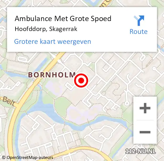 Locatie op kaart van de 112 melding: Ambulance Met Grote Spoed Naar Hoofddorp, Skagerrak op 28 mei 2025 09:26