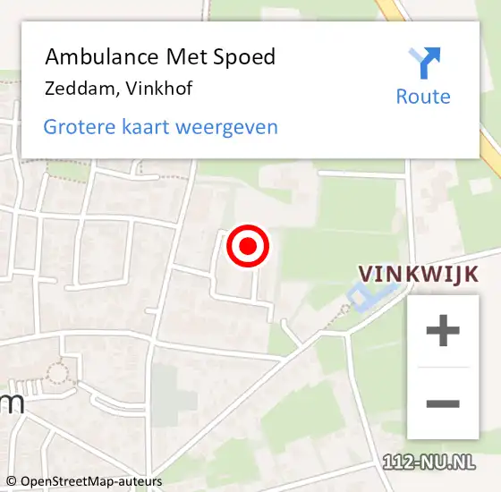 Locatie op kaart van de 112 melding: Ambulance Met Spoed Naar Zeddam, Vinkhof op 18 november 2014 13:28