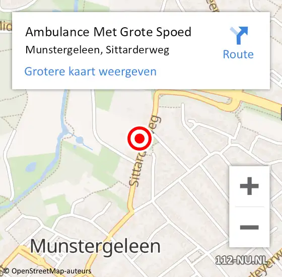 Locatie op kaart van de 112 melding: Ambulance Met Grote Spoed Naar Munstergeleen, Sittarderweg op 18 november 2014 13:35