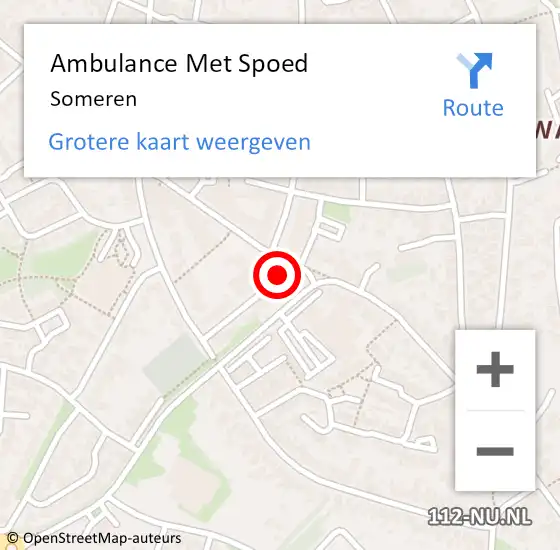 Locatie op kaart van de 112 melding: Ambulance Met Spoed Naar Someren op 28 mei 2025 15:14