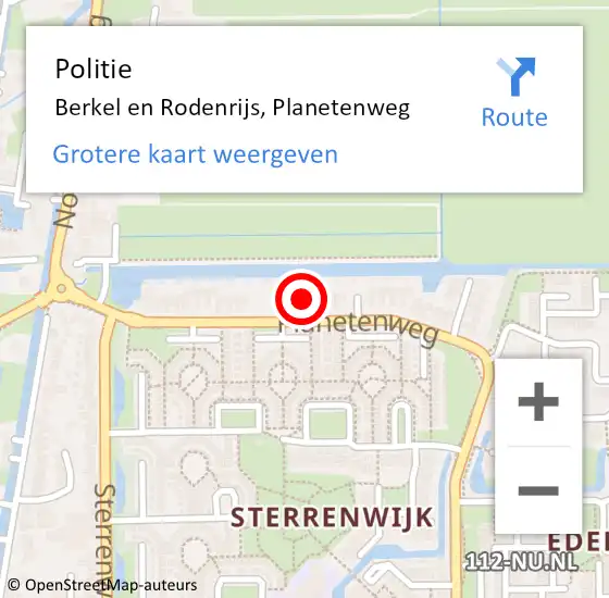 Locatie op kaart van de 112 melding: Politie Berkel en Rodenrijs, Planetenweg op 28 mei 2025 15:36
