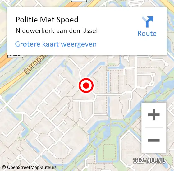 Locatie op kaart van de 112 melding: Politie Met Spoed Naar Nieuwerkerk aan den IJssel op 28 mei 2025 15:54