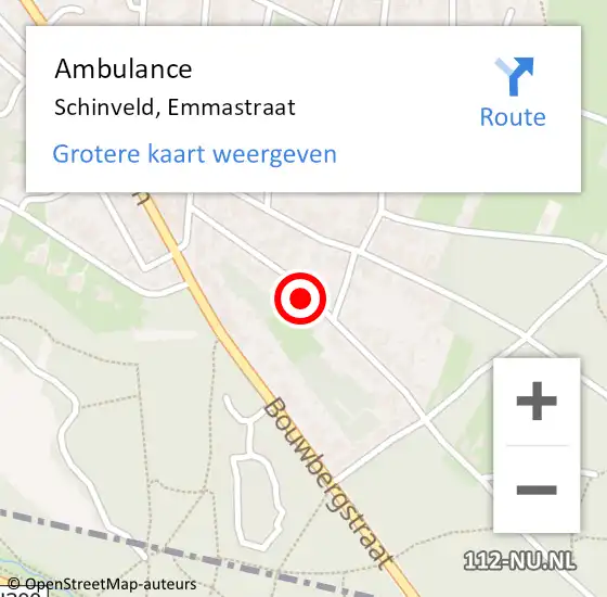 Locatie op kaart van de 112 melding: Ambulance Schinveld, Emmastraat op 18 november 2014 14:17