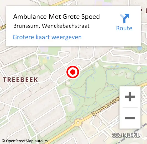 Locatie op kaart van de 112 melding: Ambulance Met Grote Spoed Naar Brunssum, Wenckebachstraat op 18 november 2014 14:19