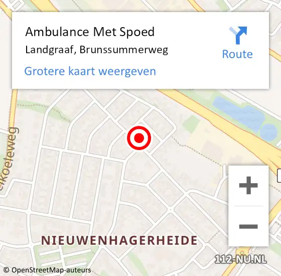 Locatie op kaart van de 112 melding: Ambulance Met Spoed Naar Landgraaf, Brunssummerweg op 18 november 2014 14:44