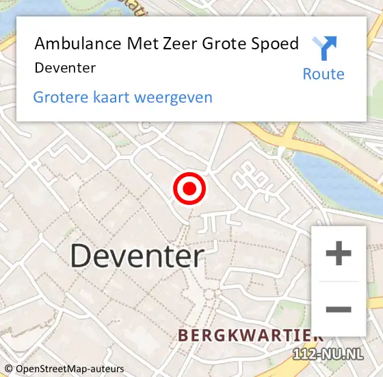 Locatie op kaart van de 112 melding: Ambulance Met Zeer Grote Spoed Naar Deventer op 29 mei 2025 01:49