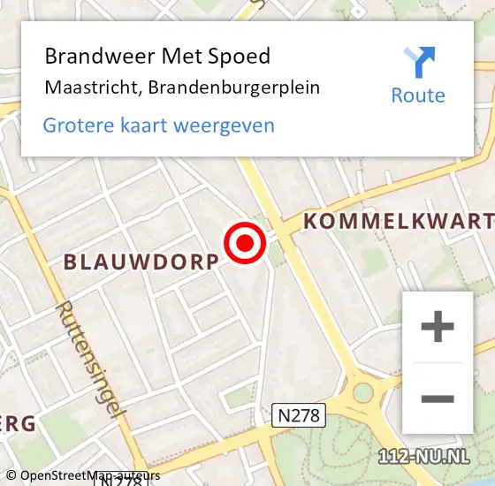Locatie op kaart van de 112 melding: Brandweer Met Spoed Naar Maastricht, Brandenburgerplein op 29 mei 2025 04:12