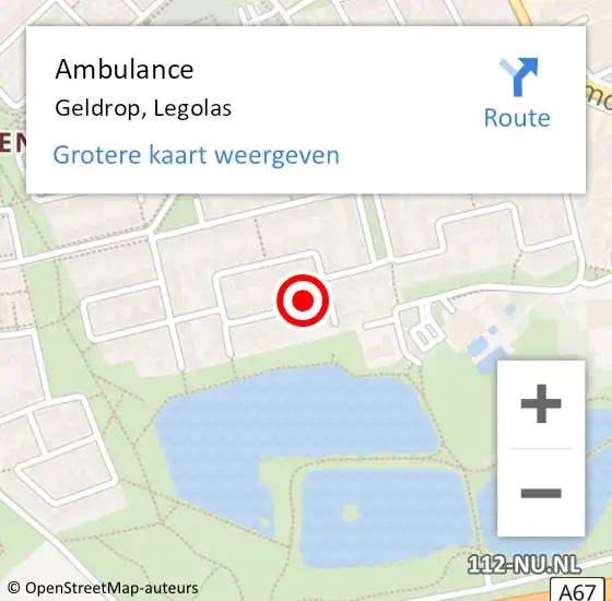 Locatie op kaart van de 112 melding: Ambulance Geldrop, Legolas op 18 november 2014 15:13