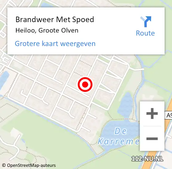 Locatie op kaart van de 112 melding: Brandweer Met Spoed Naar Heiloo, Groote Olven op 18 november 2014 15:16