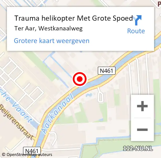 Locatie op kaart van de 112 melding: Trauma helikopter Met Grote Spoed Naar Ter Aar, Westkanaalweg op 29 mei 2025 10:14