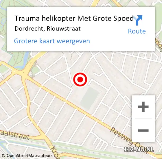 Locatie op kaart van de 112 melding: Trauma helikopter Met Grote Spoed Naar Dordrecht, Riouwstraat op 29 mei 2025 11:21