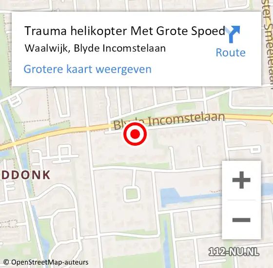 Locatie op kaart van de 112 melding: Trauma helikopter Met Grote Spoed Naar Waalwijk, Blyde Incomstelaan op 29 mei 2025 15:00