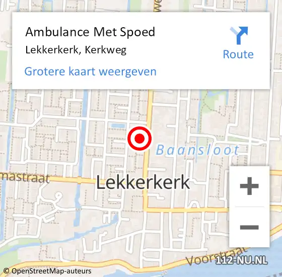 Locatie op kaart van de 112 melding: Ambulance Met Spoed Naar Lekkerkerk, Kerkweg op 29 mei 2025 15:19