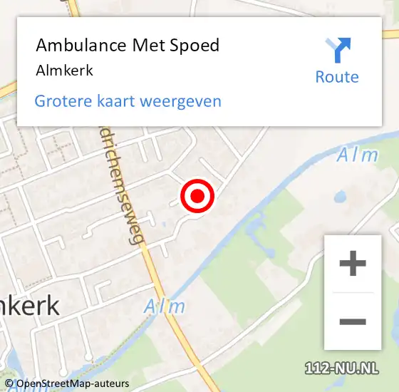 Locatie op kaart van de 112 melding: Ambulance Met Spoed Naar Almkerk op 29 mei 2025 15:55