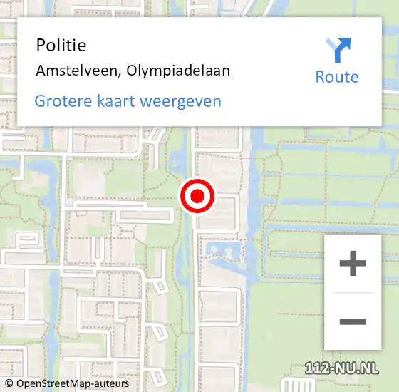 Locatie op kaart van de 112 melding: Politie Amstelveen, Olympiadelaan op 18 november 2014 15:59