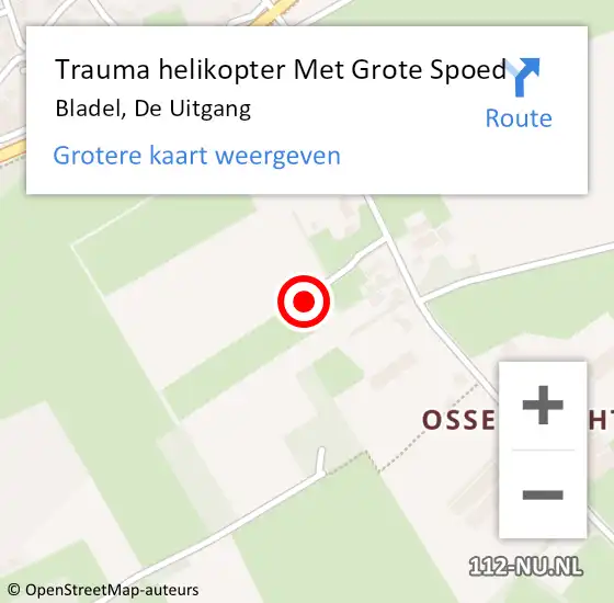 Locatie op kaart van de 112 melding: Trauma helikopter Met Grote Spoed Naar Bladel, De Uitgang op 29 mei 2025 16:22