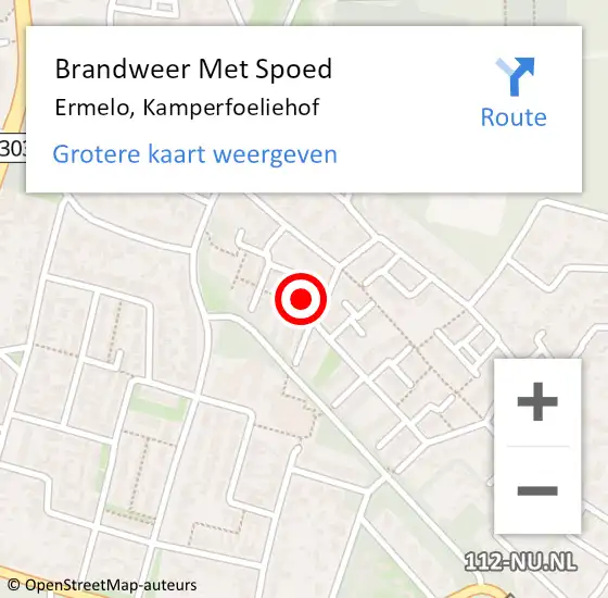 Locatie op kaart van de 112 melding: Brandweer Met Spoed Naar Ermelo, Kamperfoeliehof op 18 november 2014 16:02