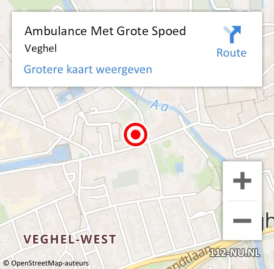 Locatie op kaart van de 112 melding: Ambulance Met Grote Spoed Naar Veghel op 29 mei 2025 17:01