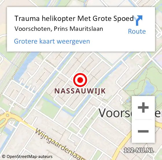 Locatie op kaart van de 112 melding: Trauma helikopter Met Grote Spoed Naar Voorschoten, Prins Mauritslaan op 29 mei 2025 17:41